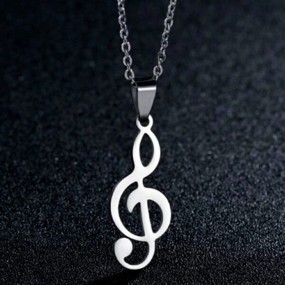STAINLESS STEEL MUSICAL NOTE NECKLACE